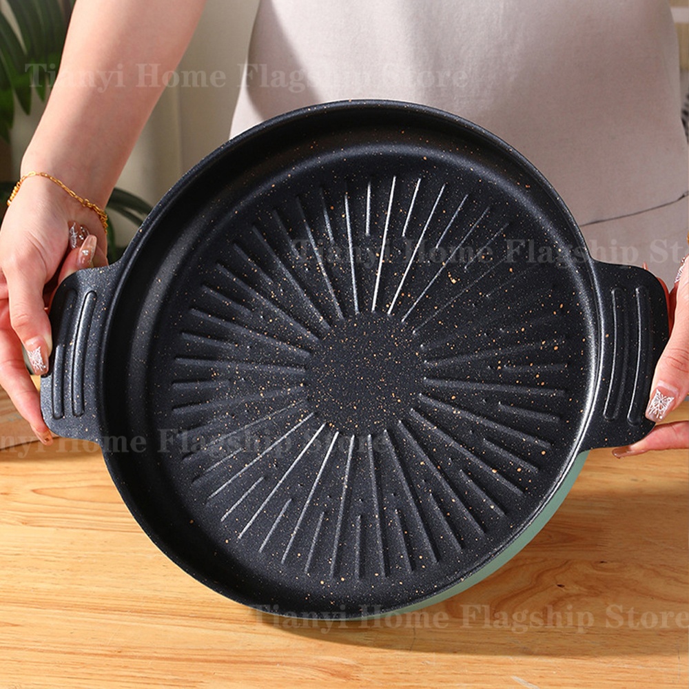 Camping Cooking Plate - Grill Pan Round Non-Stick Barbecue Plate