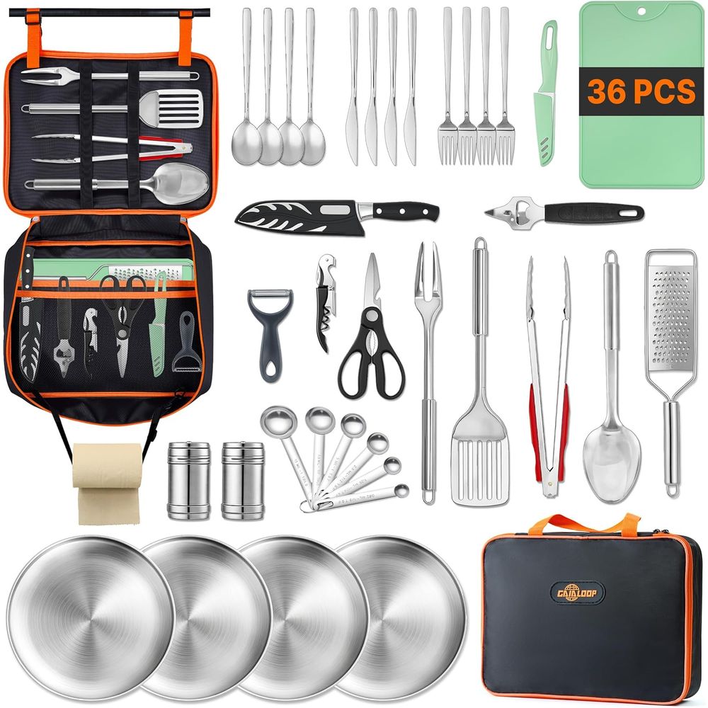Camping Outdoor Cooking Set - Compact Camping Kitchen Set with Organizer