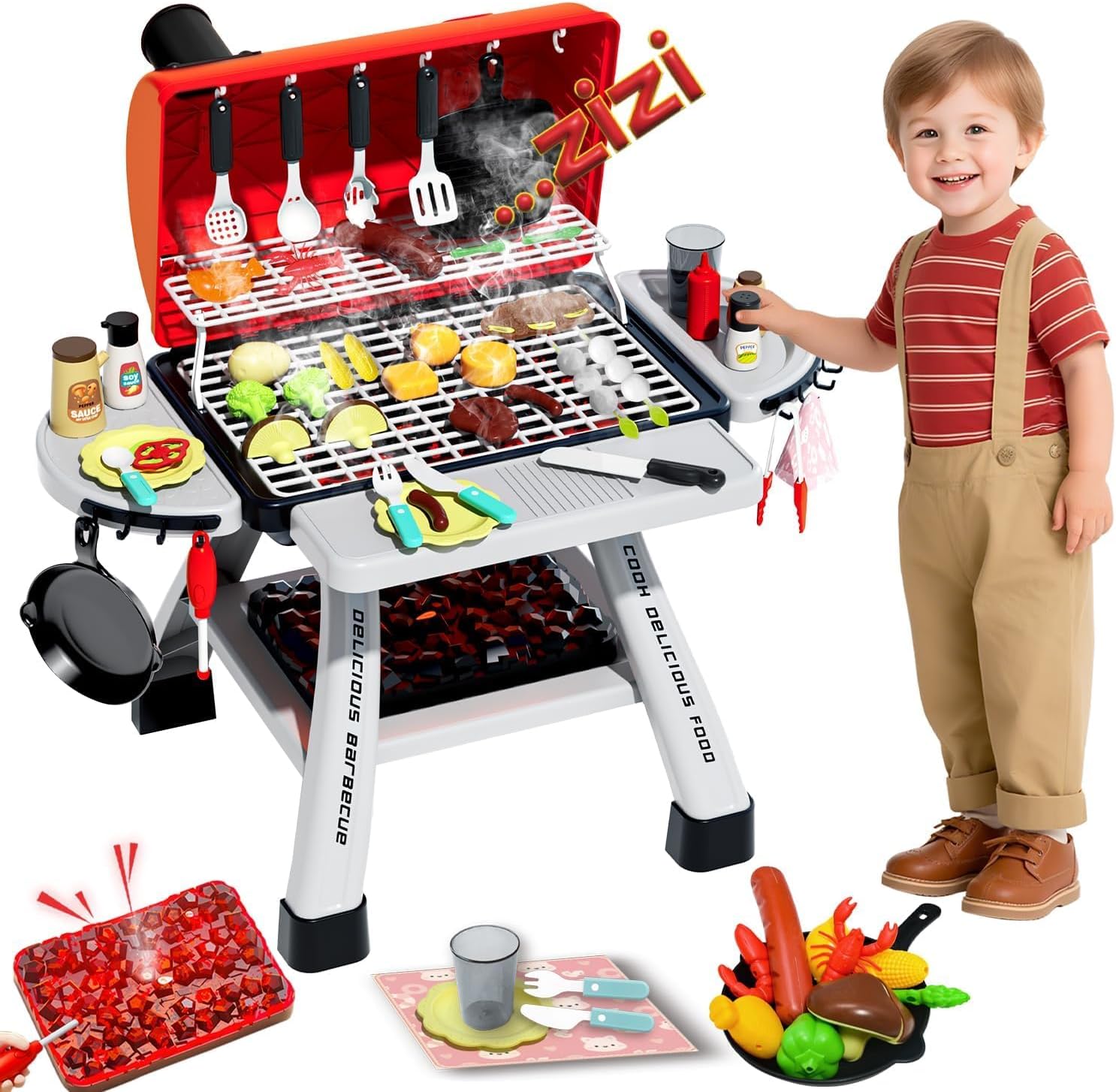 Camping Cooking With Kids - Kids BBQ Grill Playset Play Kitchen