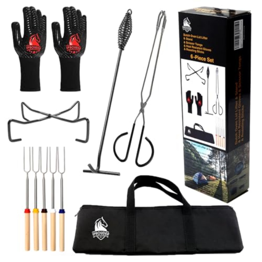 Camping Cooking Dutch Oven - 6-in-1 Dutch Oven Camping Accories Kit