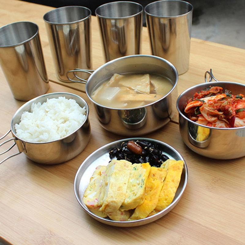 8pcs/set Stainless Steel Outdo - Camping Cooking Gear Set reseña y precio