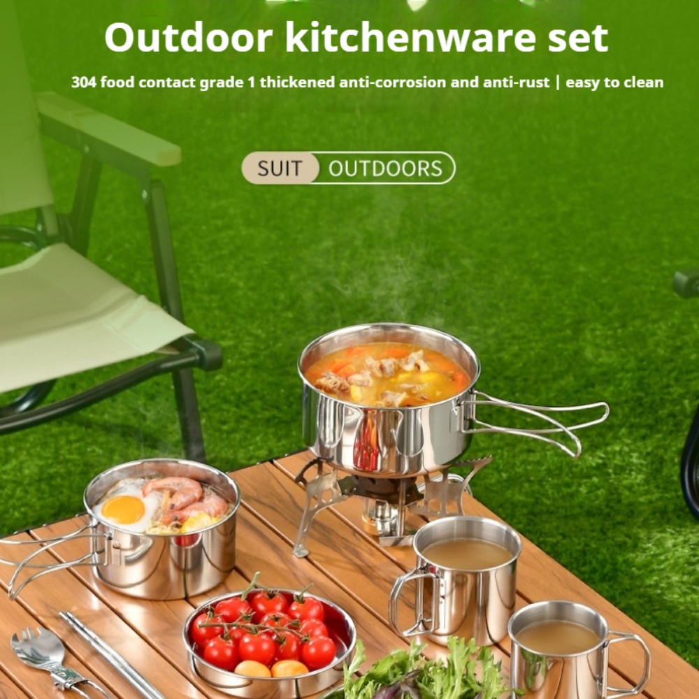 12PCS Adventure Camp Cook Set  - Camping Cooking Pots And Pans Set reseña y precio