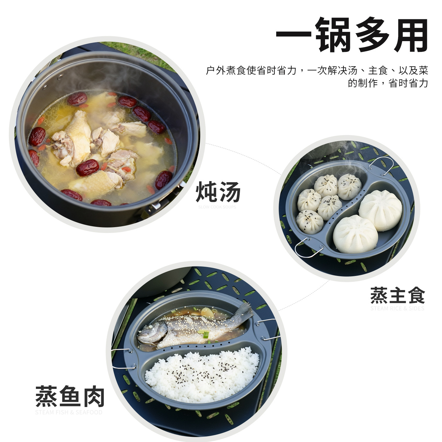 6.5L Large Capacity Mandarin D - Camping Cooking Set Large reseña y precio