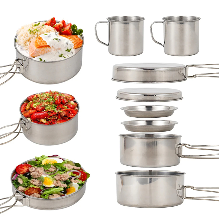 CAOX 8pcs/Set Camping Cookware - Camping Cooking Set Large reseña y precio