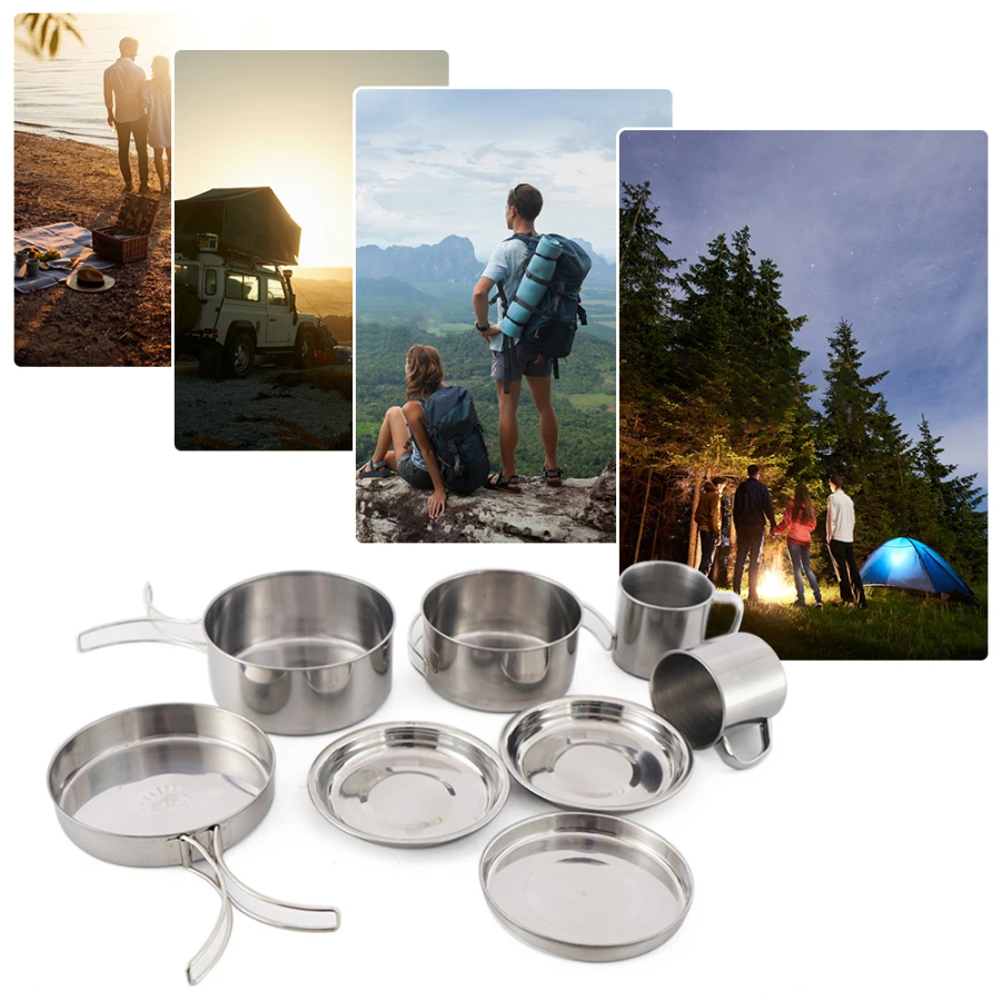 CAOX 8pcs/Set Camping Cookware - Camping Cooking Set Large reseña y precio