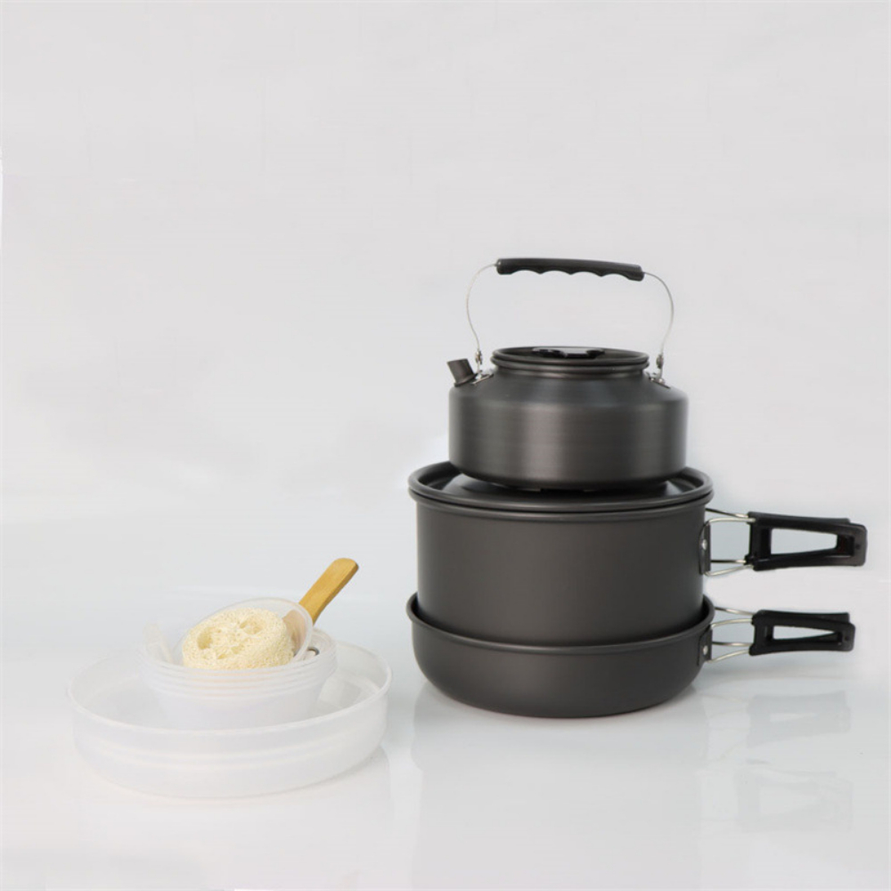 Lightweight Aluminum Alloy Out - Camping Cooking Set Large reseña y precio