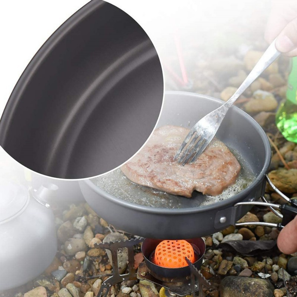 Lightweight Aluminum Alloy Out - Camping Cooking Set Large reseña y precio