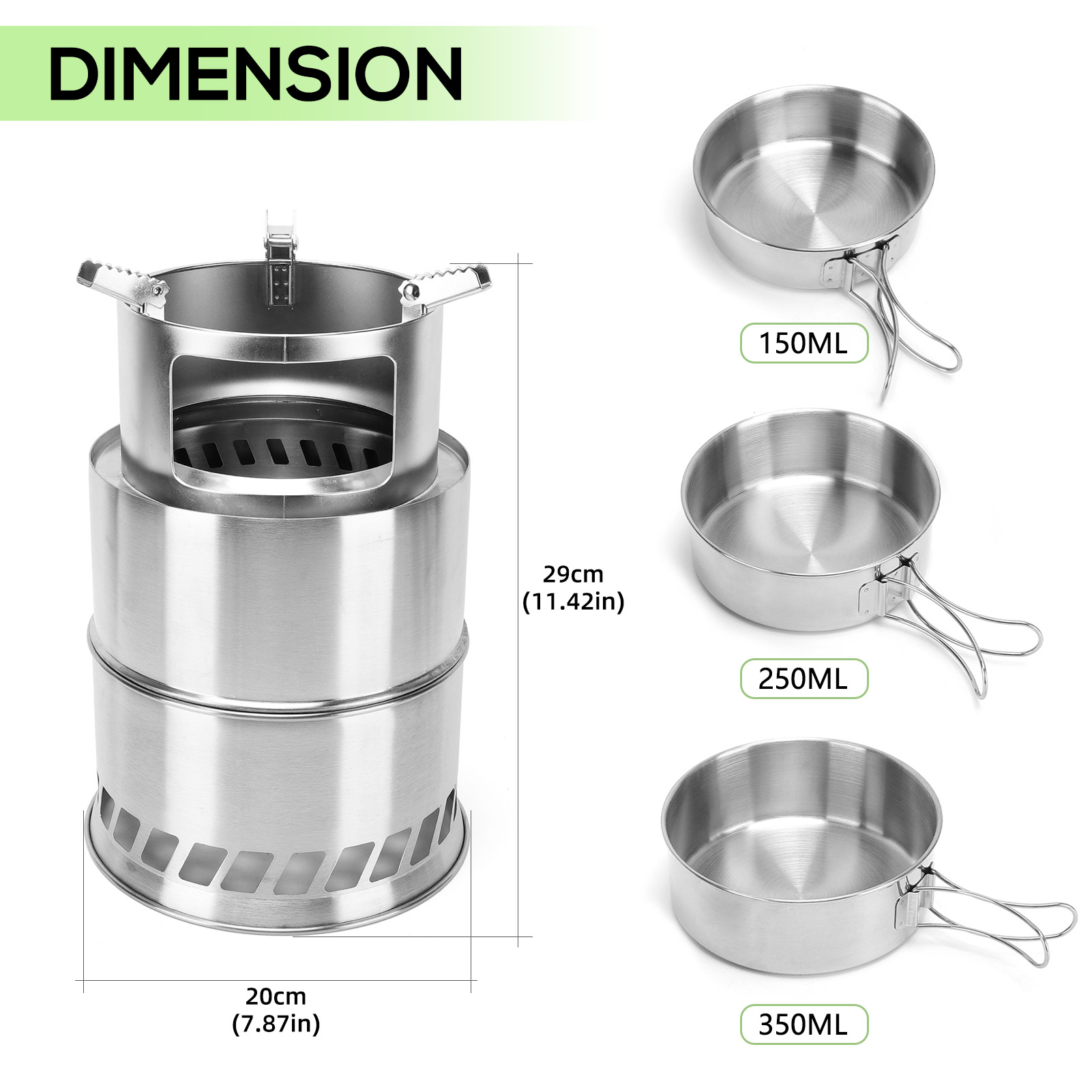 Stainless Steel Large Camp Sto - Camping Cooking Set Large reseña y precio