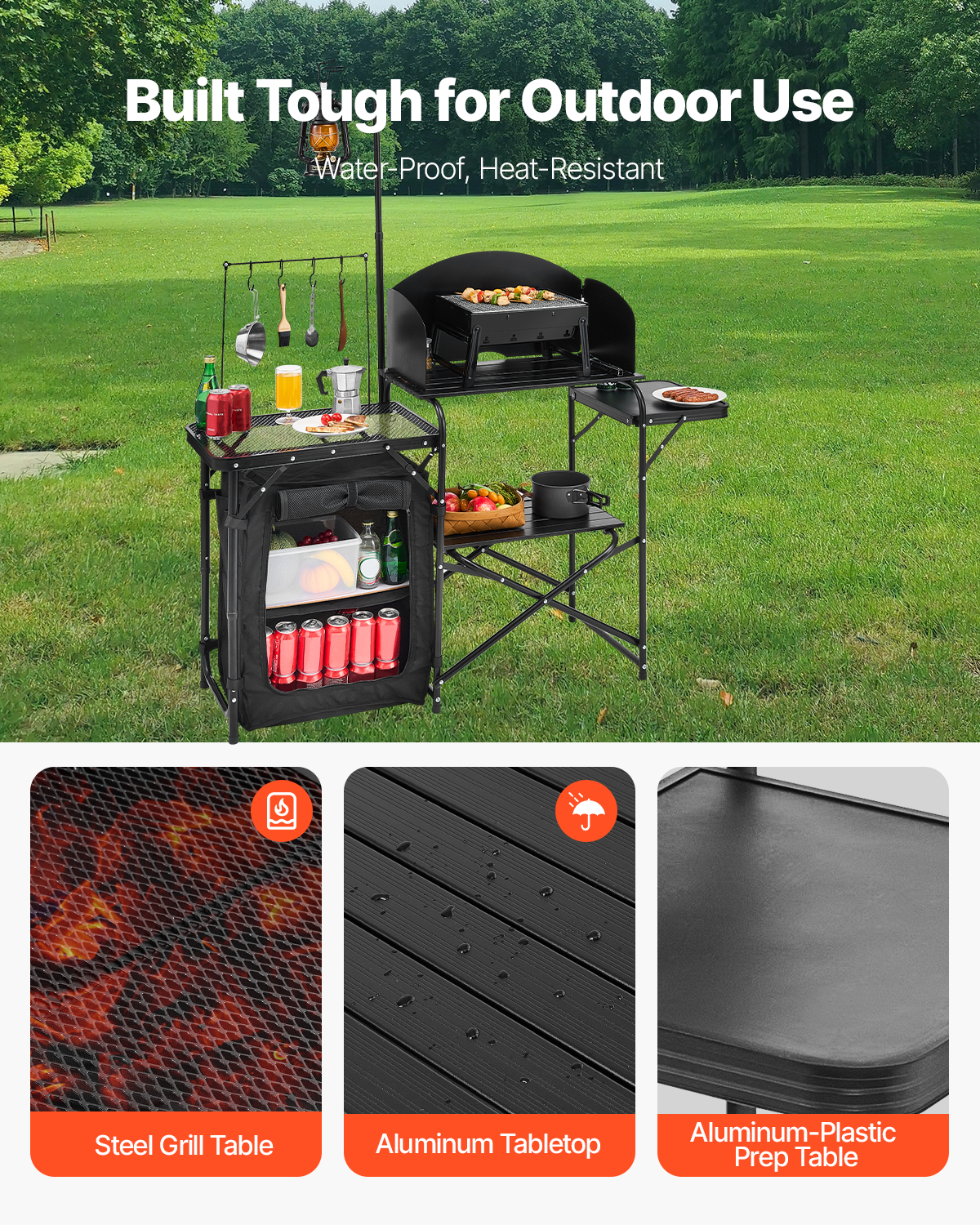 Folding Camping Table Outdoor  - Camping Cooking Cupboard reseña y precio