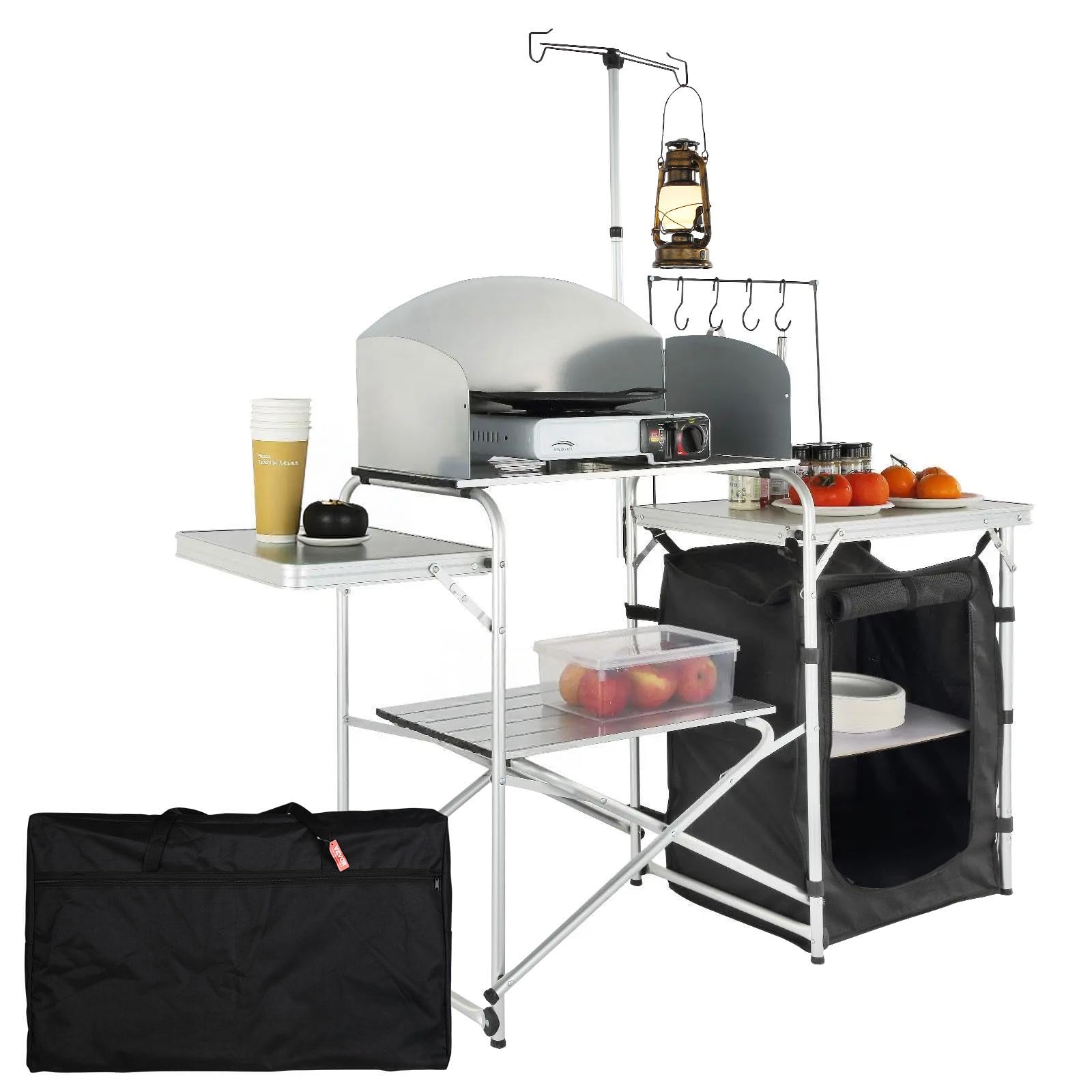 Portable Camping Kitchen Table - Camping Cooking Cupboard reseña y precio