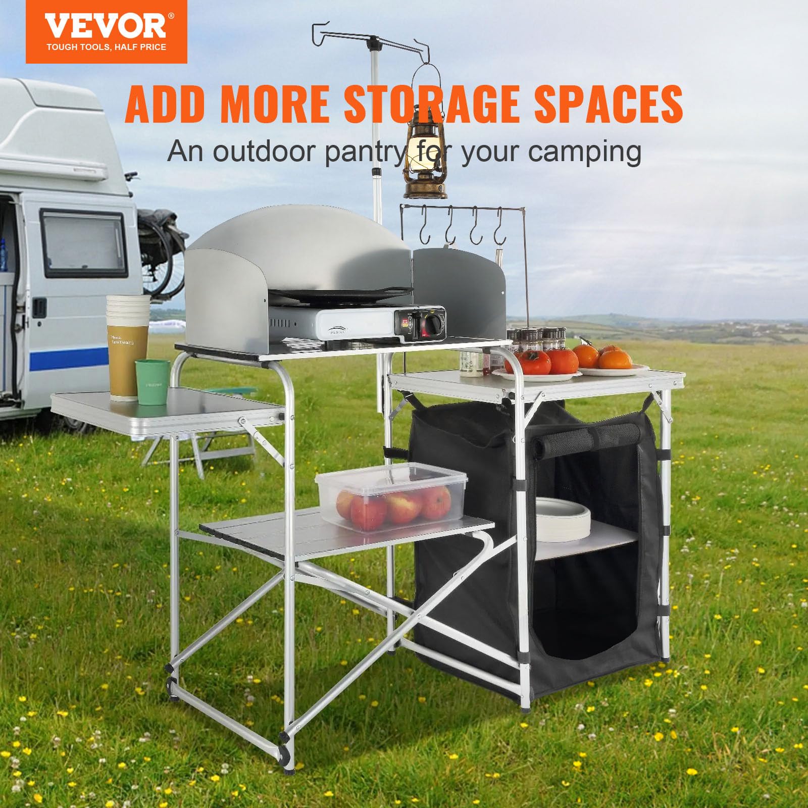 Portable Camping Kitchen Table - Camping Cooking Cupboard reseña y precio