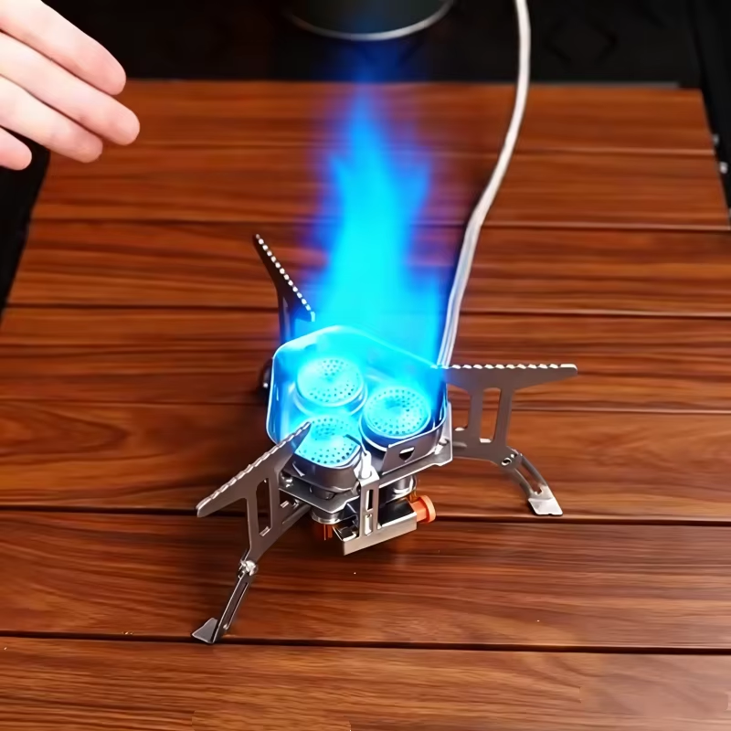 Three-head gas stove portable  - Camping Cooking Gear Set reseña y precio