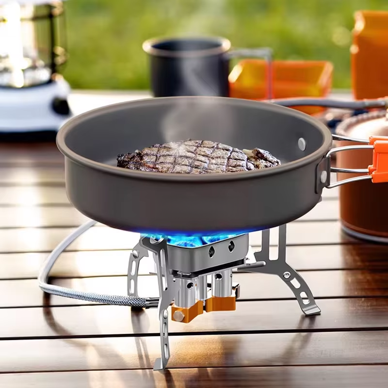 Three-head gas stove portable  - Camping Cooking Gear Set reseña y precio
