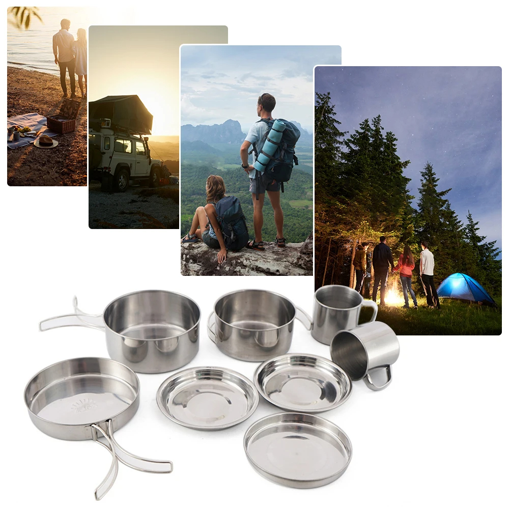 8pcs/Set Camping Cookware Mess - Camping Cooking Plate reseña y precio