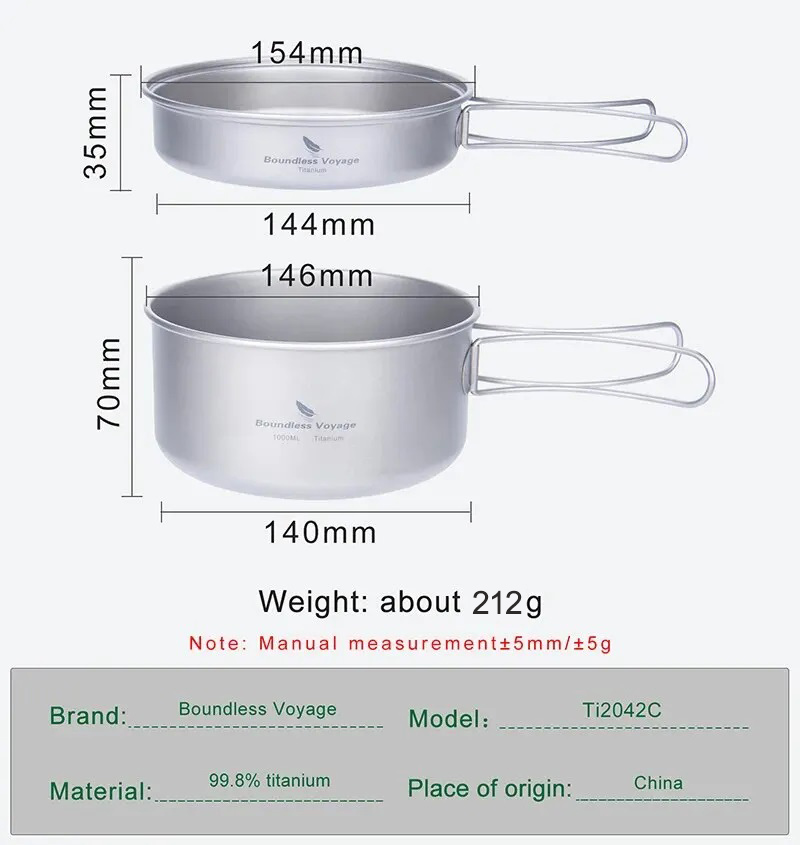 Boundless Voyage Titanium Pot  - Camping Cooking Set Large reseña y precio