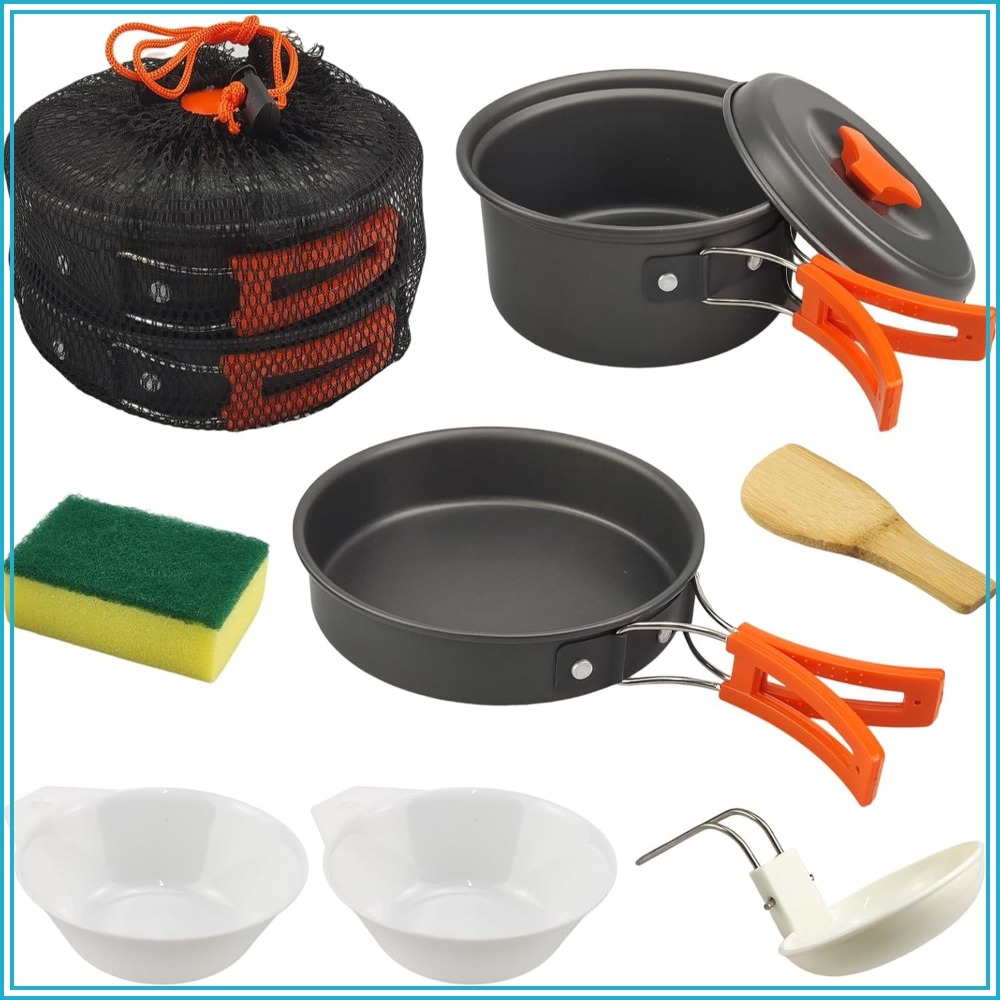 7Pcs Camping Pan Set - Backpac - Camping Cooking Pots And Pans Set reseña y precio