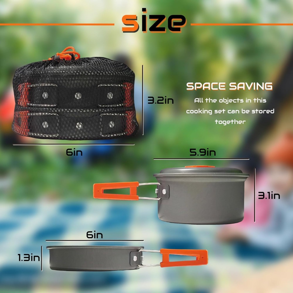 7Pcs Camping Pan Set - Backpac - Camping Cooking Pots And Pans Set reseña y precio