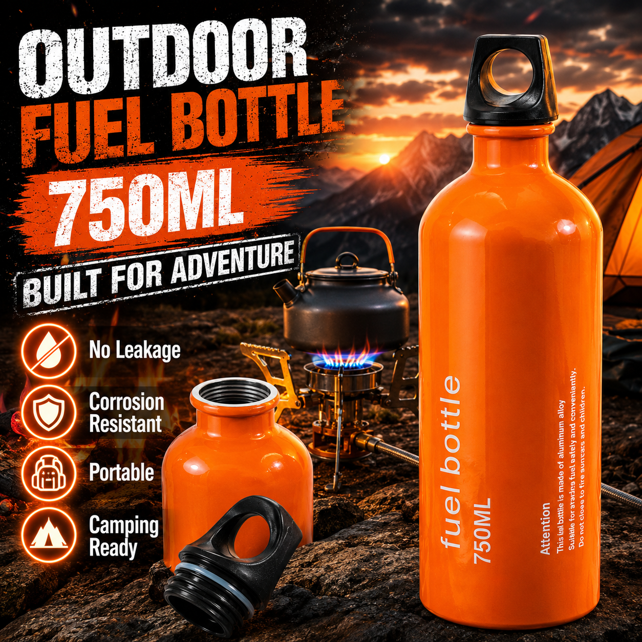 750ml Aluminum Fuel Bottle Cam - Camping Cooking Oil Bottle reseña y precio