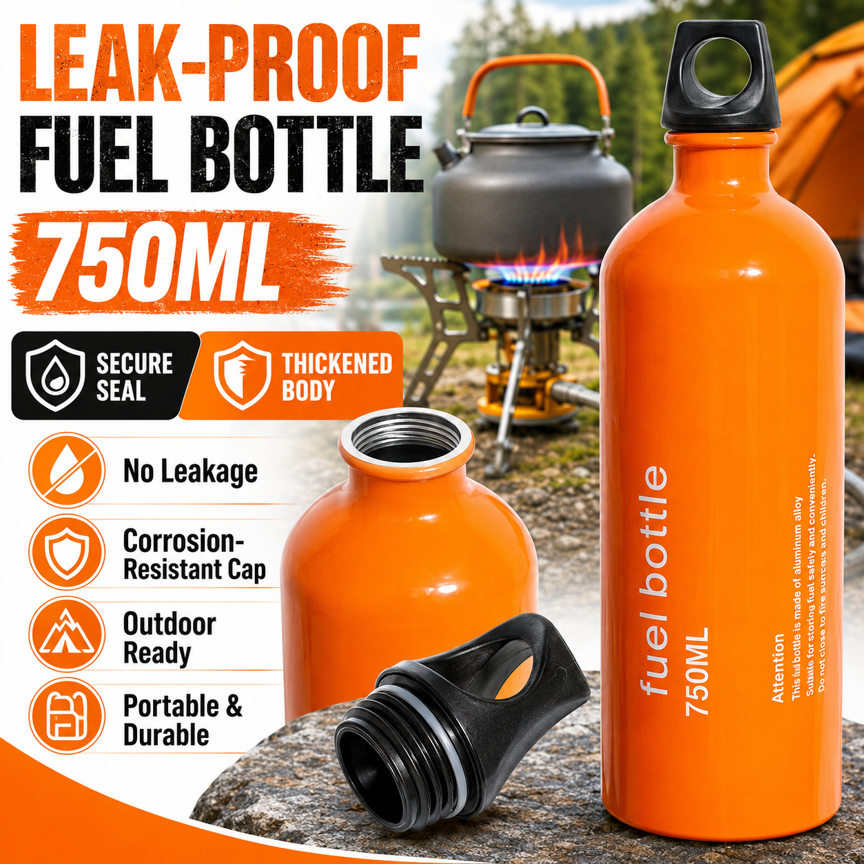 750ml Aluminum Fuel Bottle Cam - Camping Cooking Oil Bottle reseña y precio