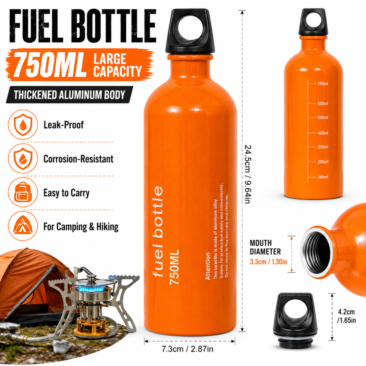 750ml Aluminum Fuel Bottle Cam - Camping Cooking Oil Bottle reseña y precio