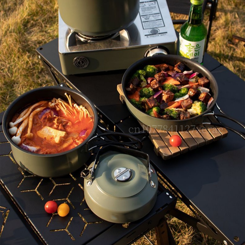 0.9L/1.2L/2.2L/3.5L 4pcs Outdo - Camping Cooking Set Large reseña y precio