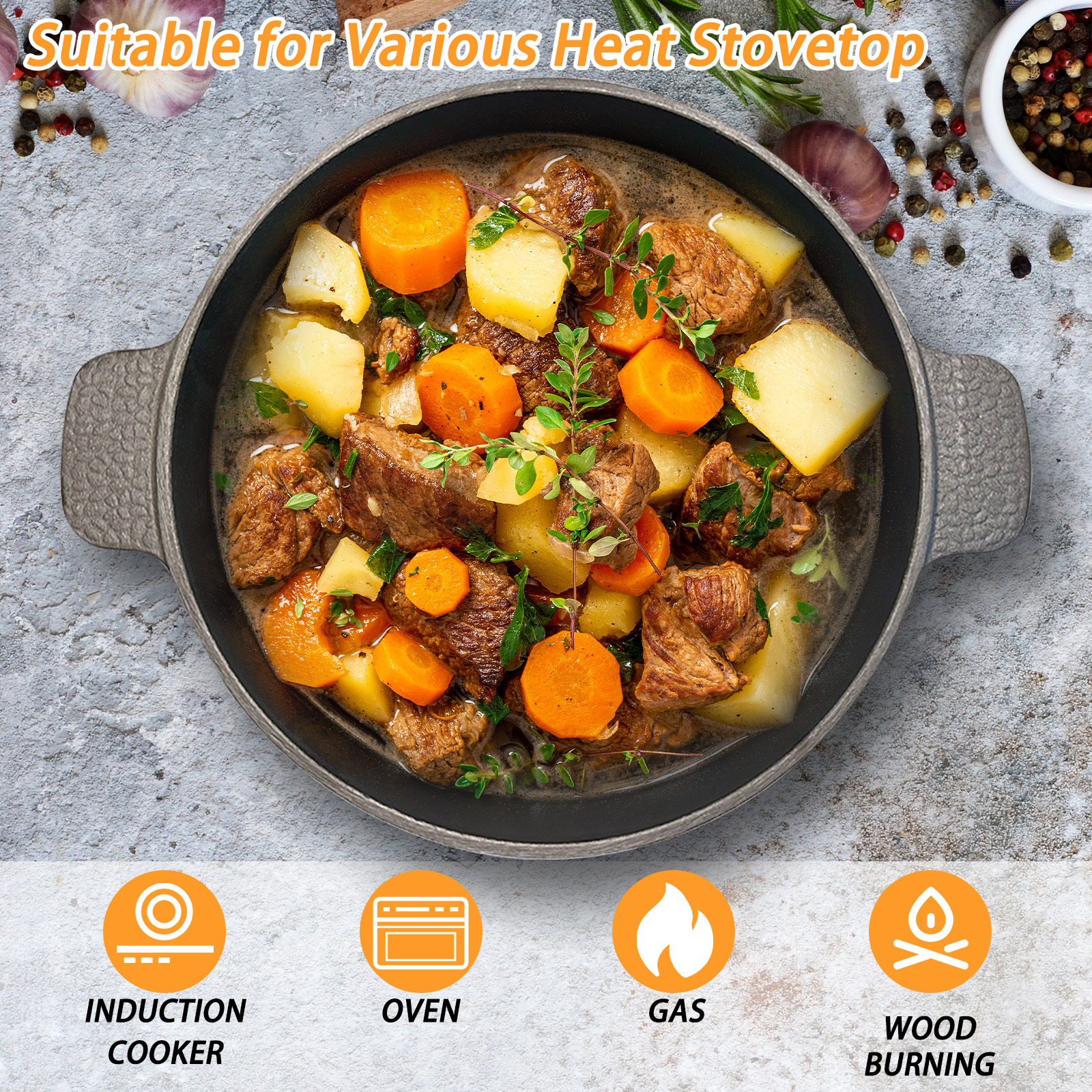 HANSMART 5.2Qt Lightweight Cas - Camping Cooking Dutch Oven reseña y precio