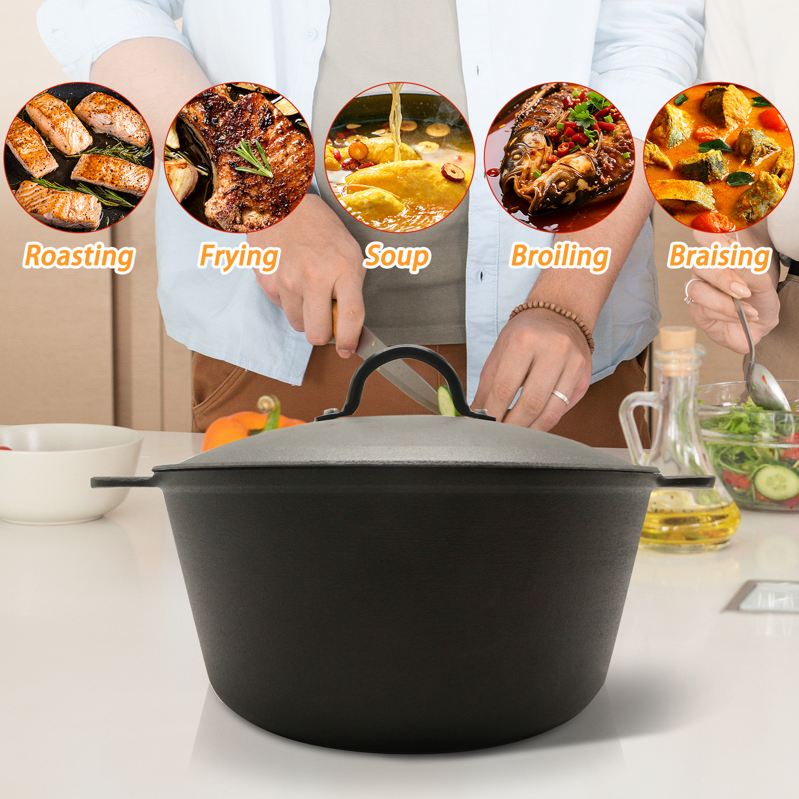 HANSMART 5.2Qt Lightweight Cas - Camping Cooking Dutch Oven reseña y precio