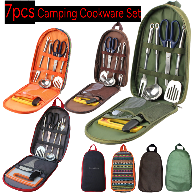 7pcs Camping Kitchen Utensil S - Camping Cooking Gear Set reseña y precio