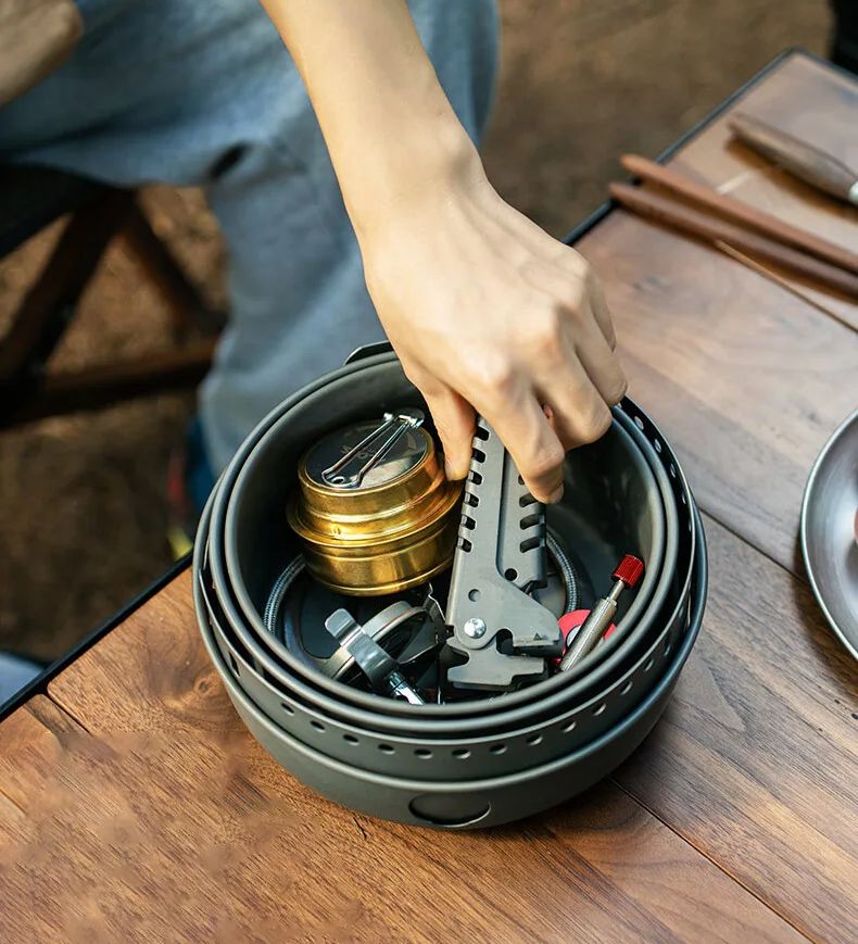 Camping Gas Stove Alcohol Stov - Camping Cooking Pots And Pans Set reseña y precio