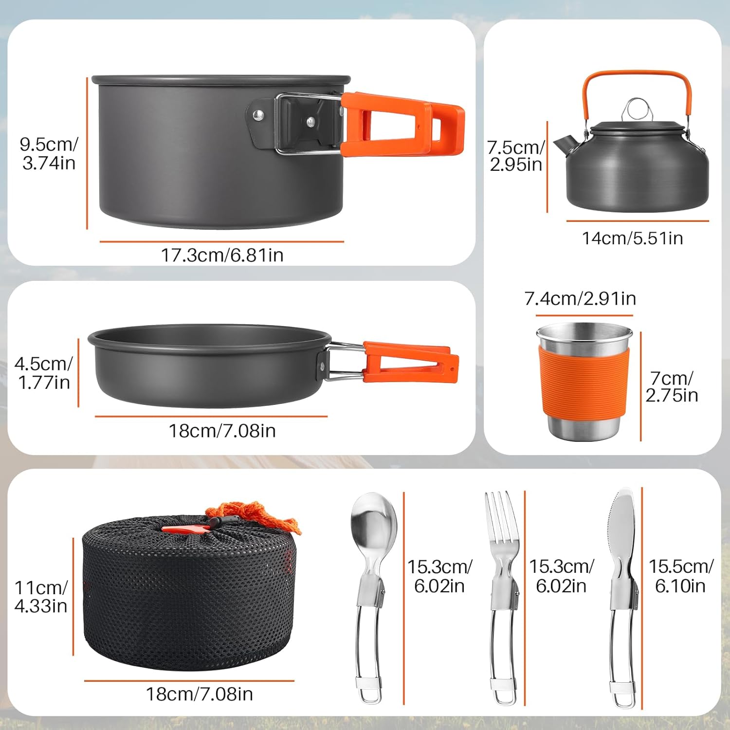 Non-Stick Camping Cookware Set - Camping Cooking Pots And Pans Set reseña y precio
