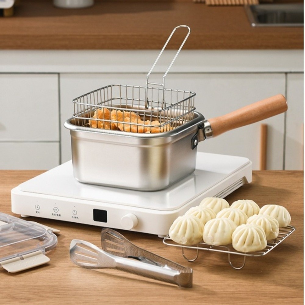 Portable Stainless Steel Fryin - Camping Cooking Pots And Pans Set reseña y precio