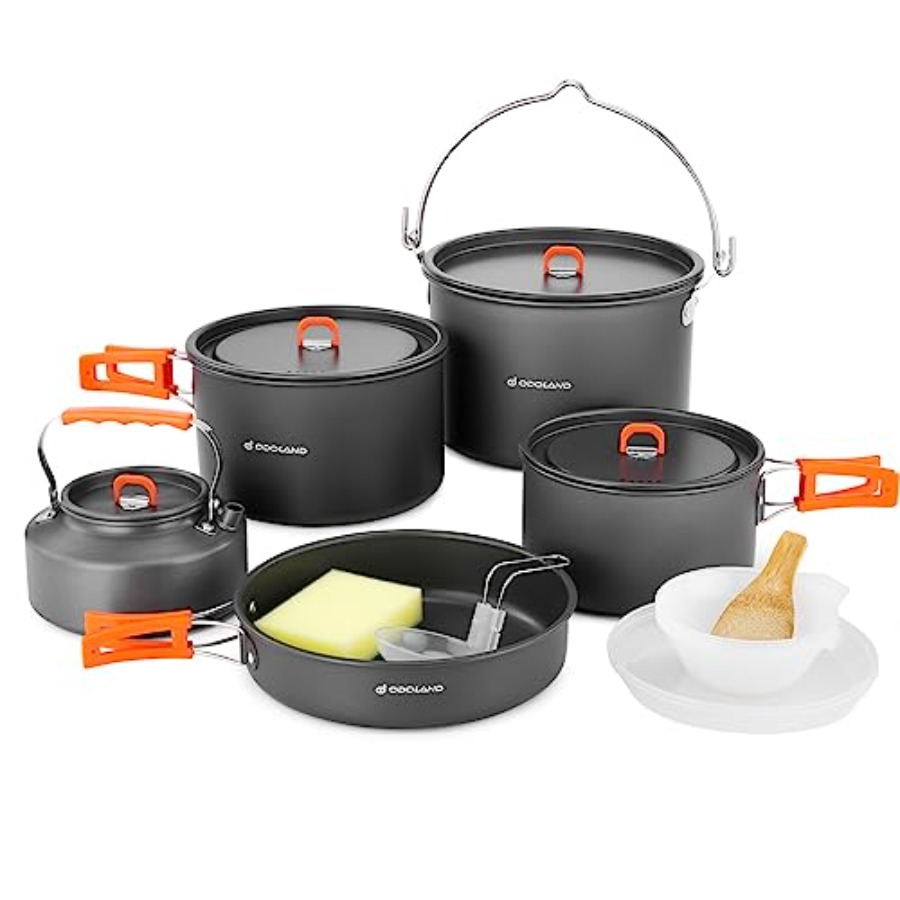 Camping cookware set: aluminum - Camping Outdoor Cooking Set reseña y precio