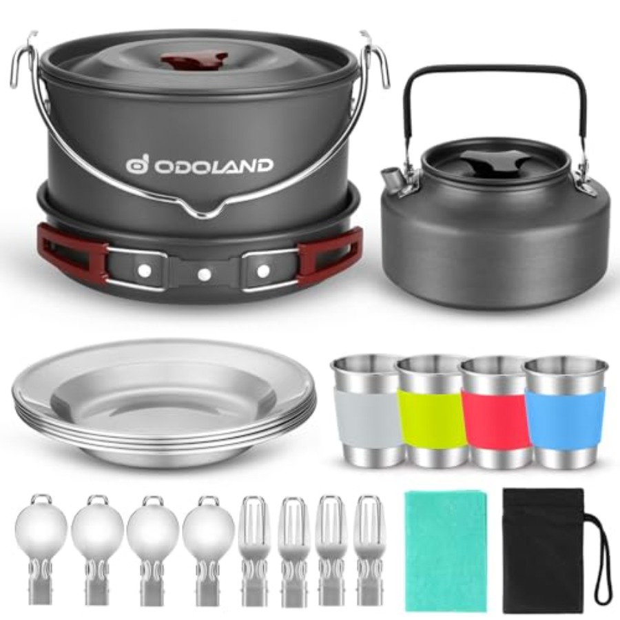 22pcs Camping Cookware Mess Ki - Camping Cooking Set Large reseña y precio