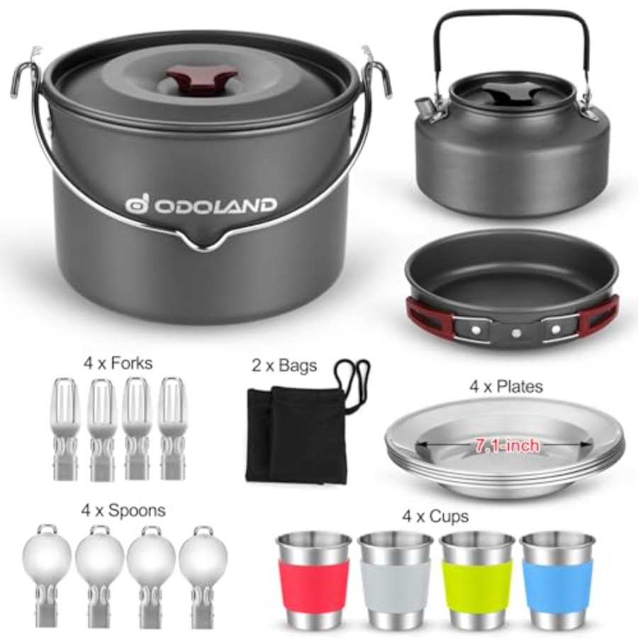 22pcs Camping Cookware Mess Ki - Camping Cooking Set Large reseña y precio