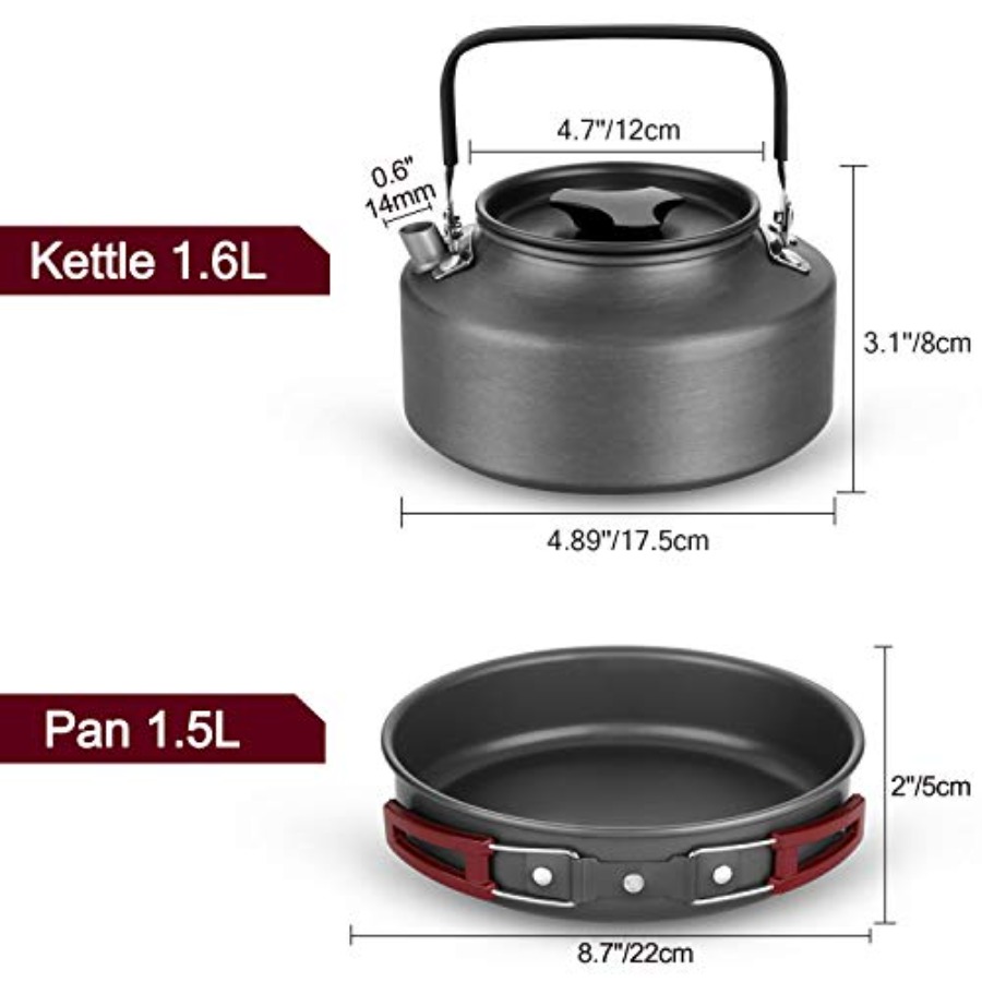 22pcs Camping Cookware Mess Ki - Camping Cooking Set Large reseña y precio