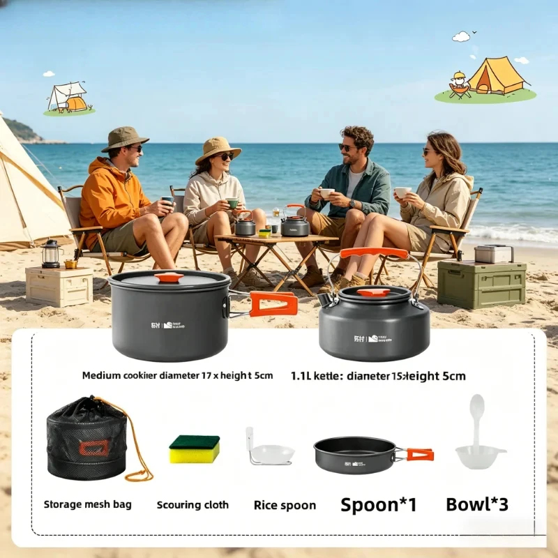 Camping Cookware Set Outdoor P - Camping Cooking Set Large reseña y precio