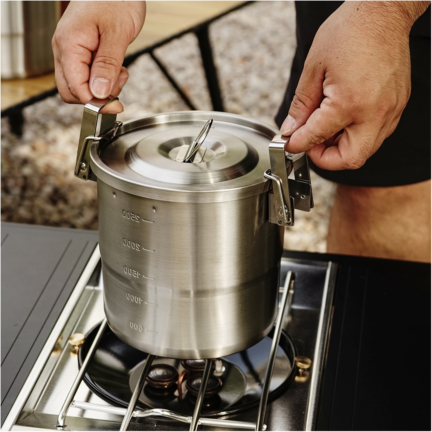Outdoor 304 stainless steel po - Camping Cooking Pots And Pans Set reseña y precio