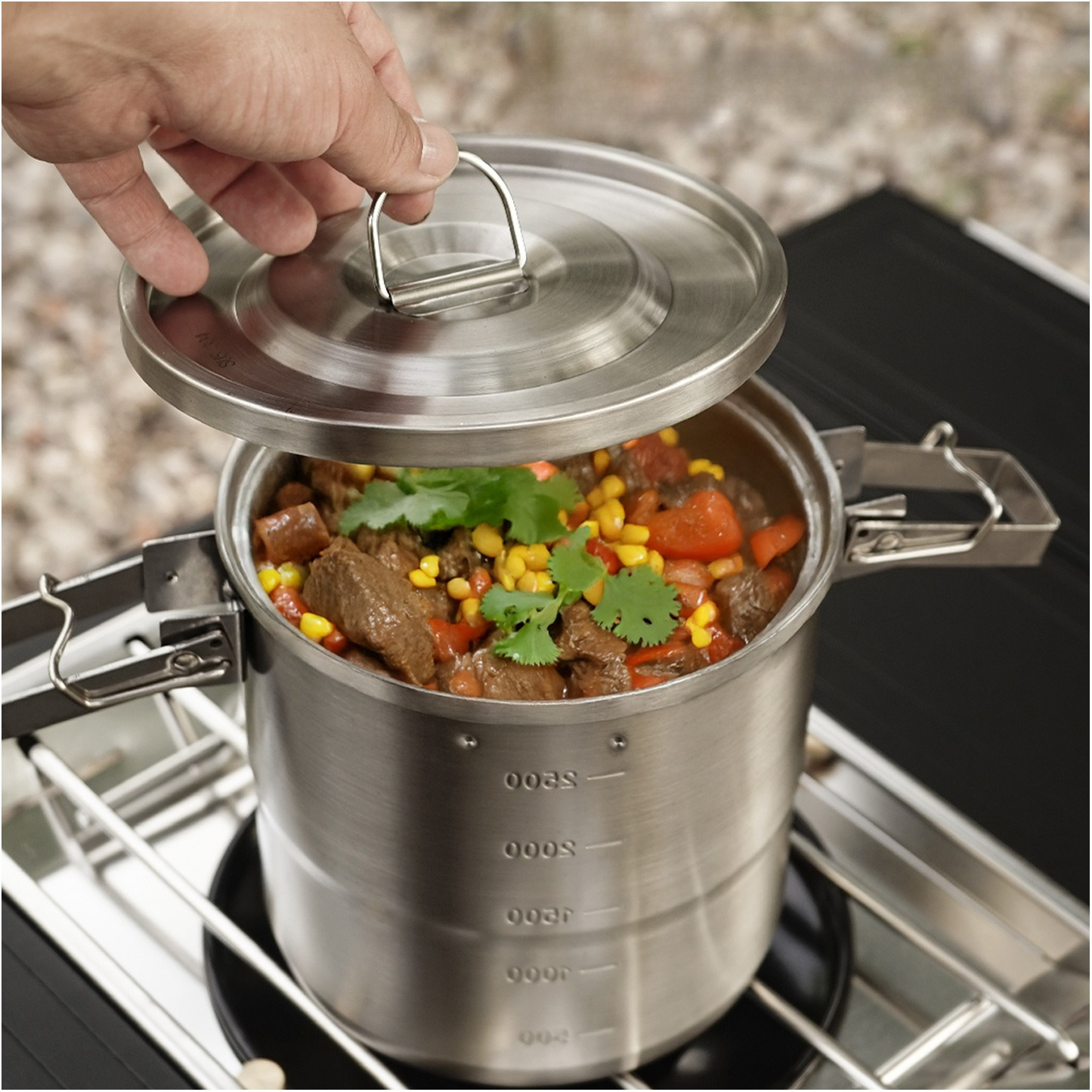 Outdoor 304 stainless steel po - Camping Cooking Pots And Pans Set reseña y precio