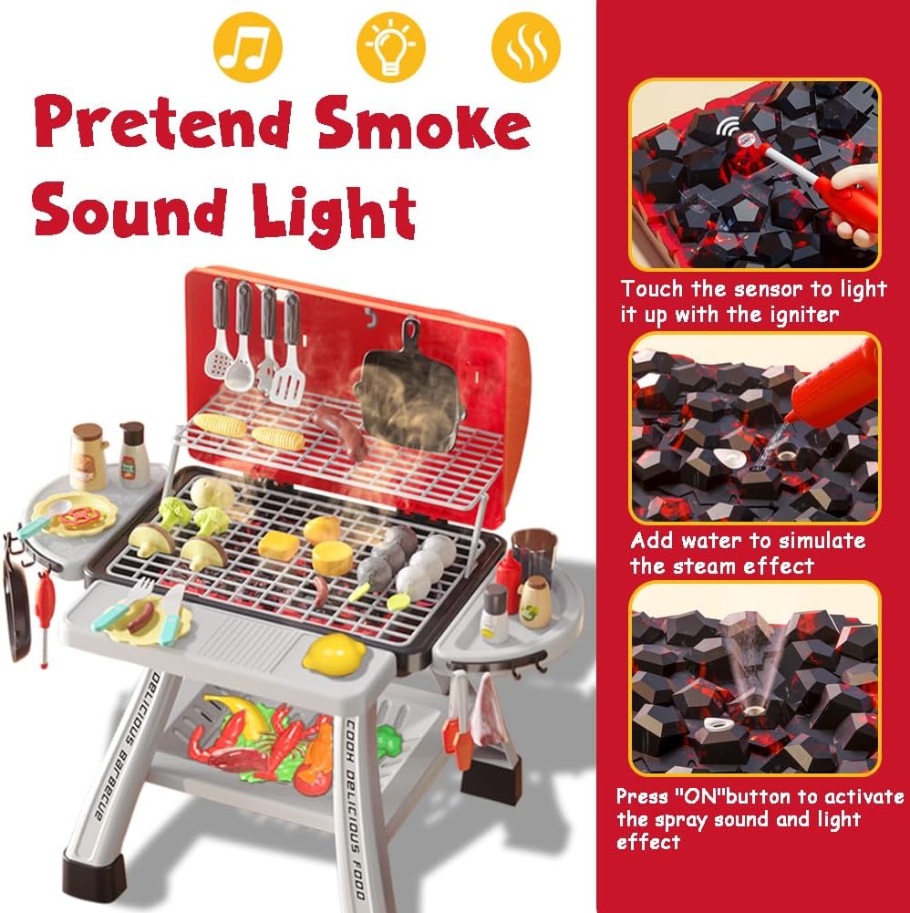 Kids BBQ Grill Playset Play Ki - Camping Cooking With Kids reseña y precio