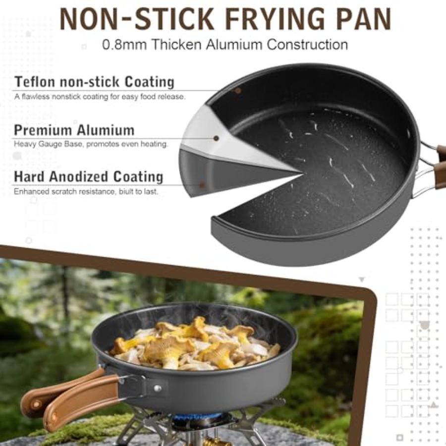 Camping cookware mess kit for  - Camping Cooking Pots And Pans Set reseña y precio