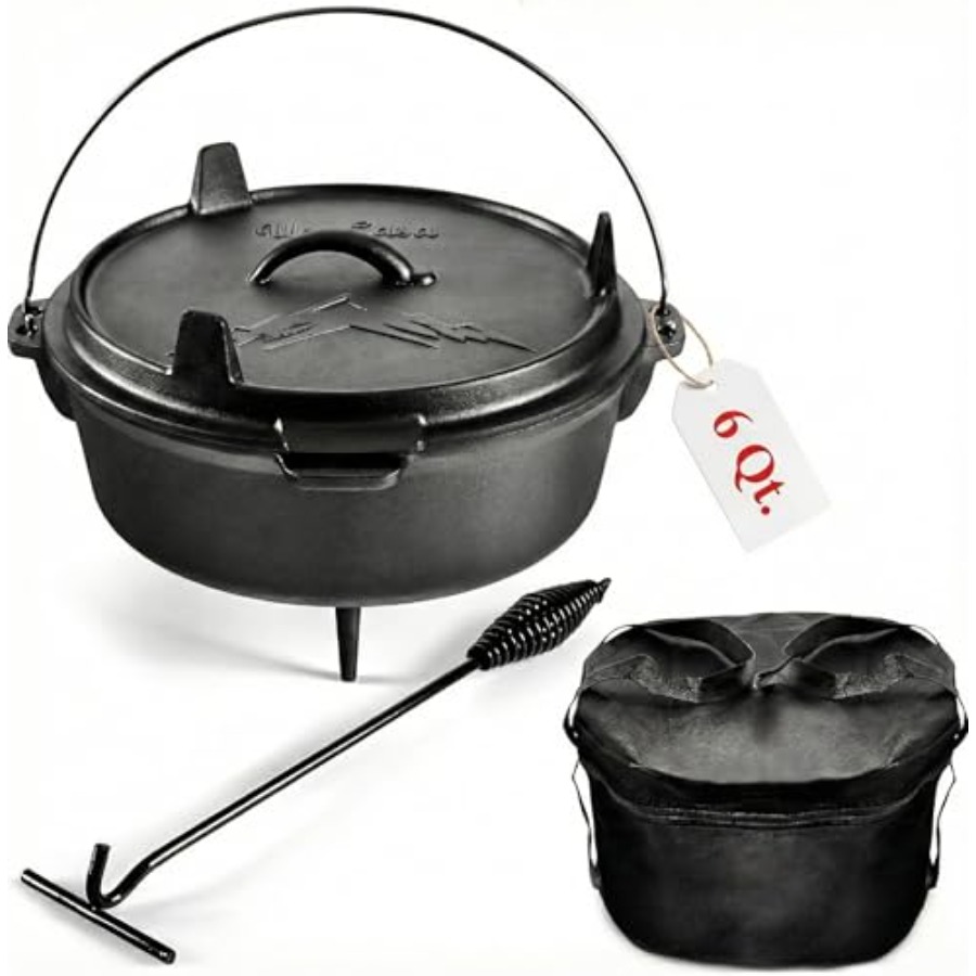 6Qt Cast Iron Camping Dutch Ov - Camping Cooking Dutch Oven reseña y precio