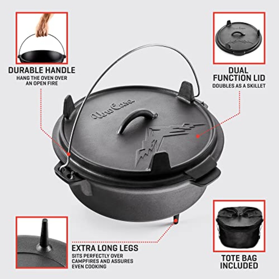 6Qt Cast Iron Camping Dutch Ov - Camping Cooking Dutch Oven reseña y precio