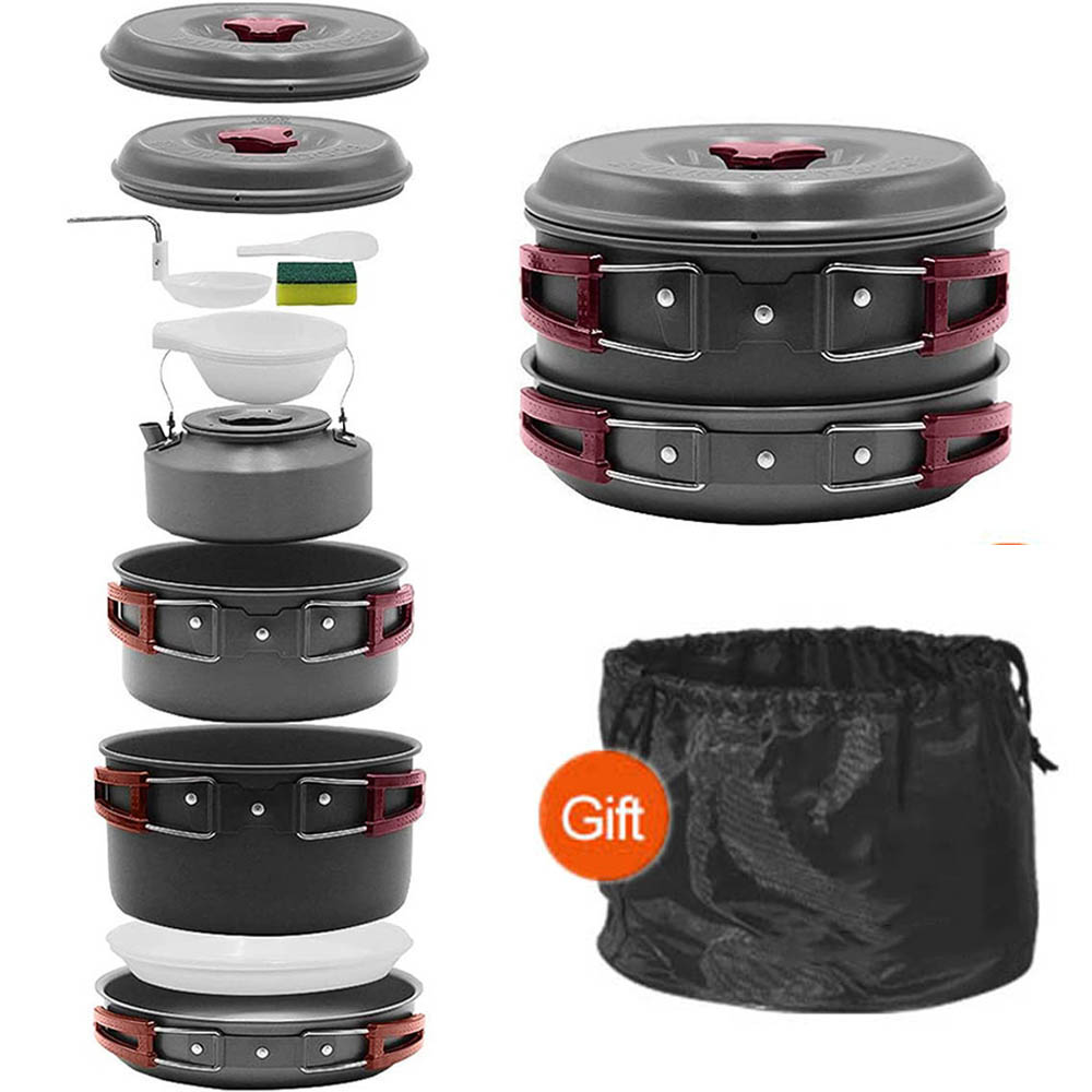 Outdoor cooking 3-4 person pic - Camping Cooking Pots And Pans Set reseña y precio