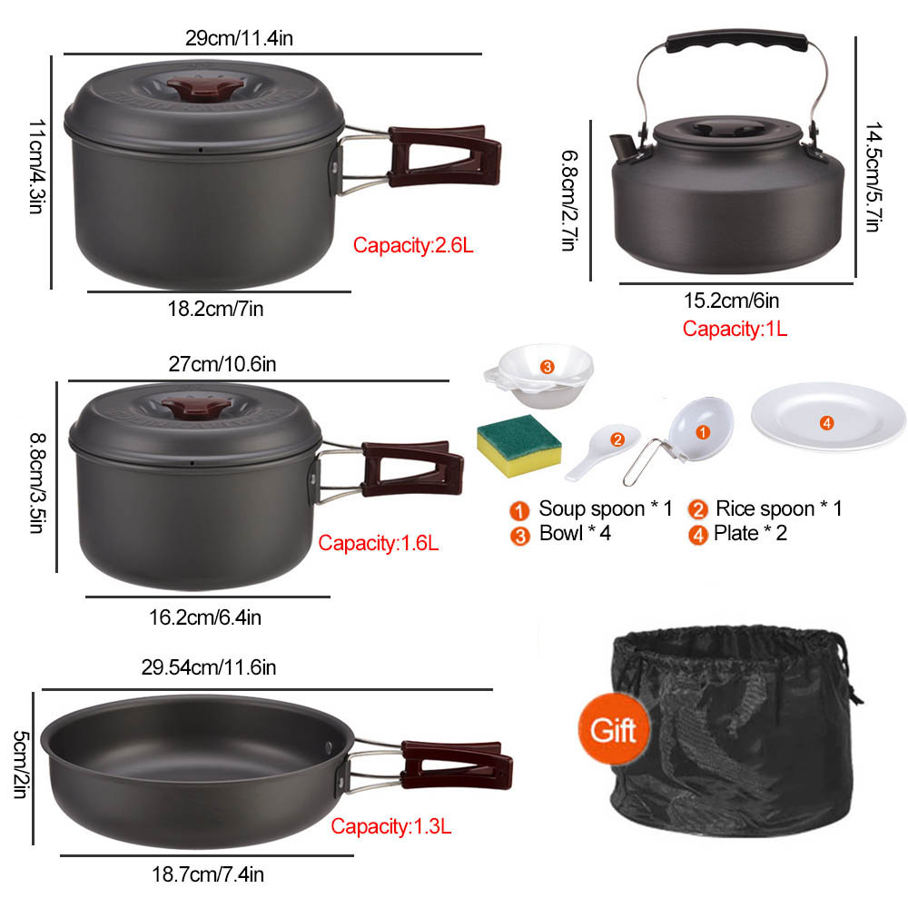 Outdoor cooking 3-4 person pic - Camping Cooking Pots And Pans Set reseña y precio