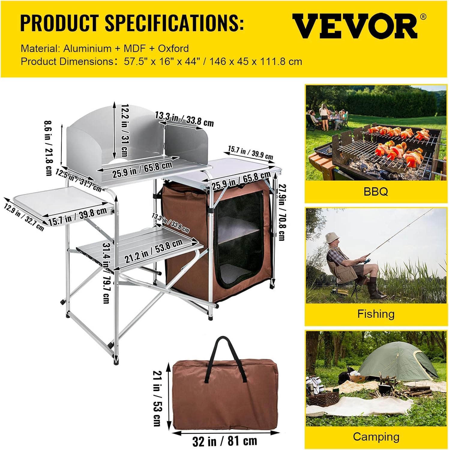 Camping Kitchen Table Aluminum - Camping Cooking Cupboard reseña y precio