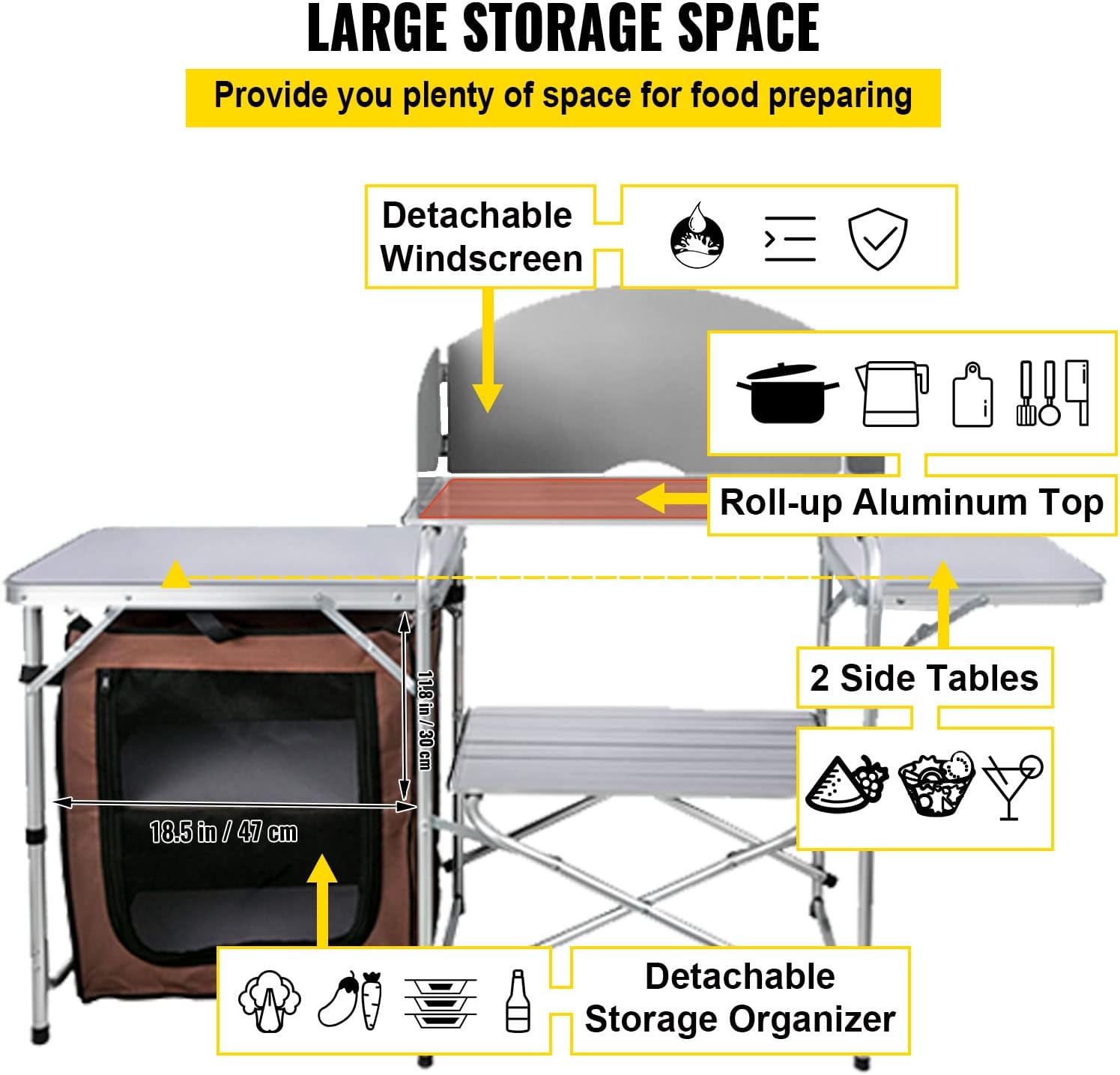 Camping Kitchen Table Aluminum - Camping Cooking Cupboard reseña y precio