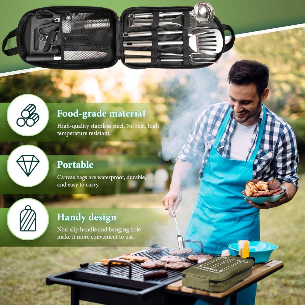 Stainless Steel Camping Cookin - Camping Cooking Gear Set reseña y precio