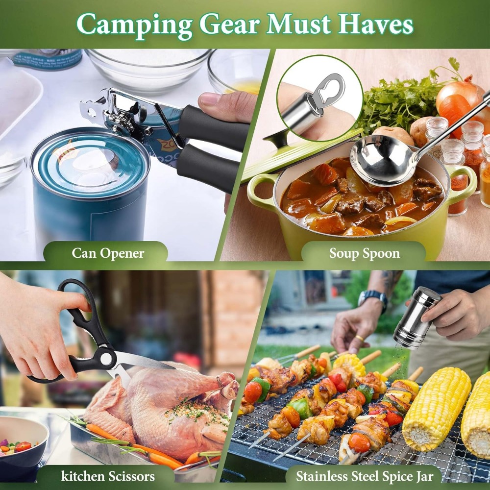 Stainless Steel Camping Cookin - Camping Cooking Gear Set reseña y precio