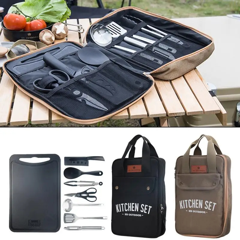 8pcs Camping Kitchen Cookware  - Camping Cooking Gear Set reseña y precio
