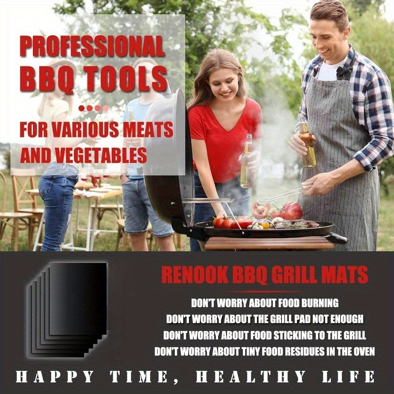 5pcs Non-Stick BBQ Grill Mat S - Camping Cooking Griddle reseña y precio